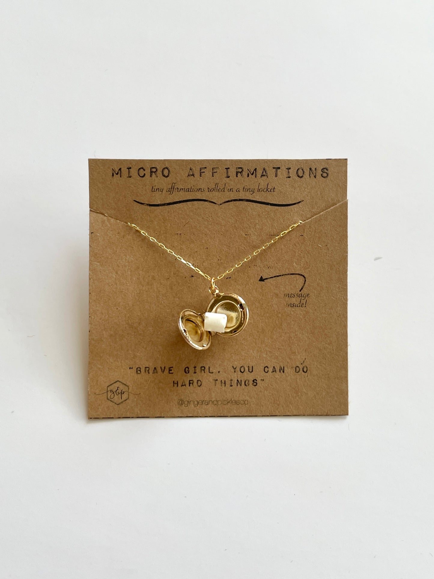 "Brave Girl" Micro Affirmation Locket - Ginger and Pickles
