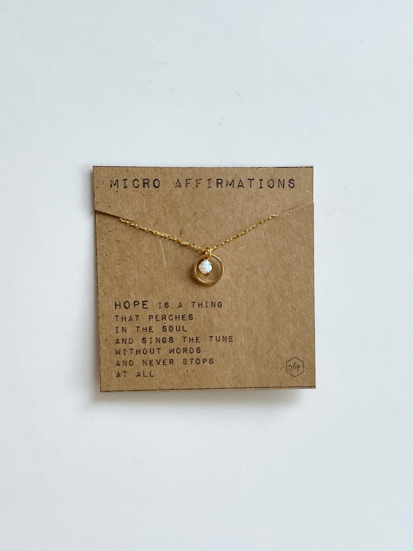 "Hope Perches in the Soul" Micro Affirmation Necklace - Ginger and Pickles