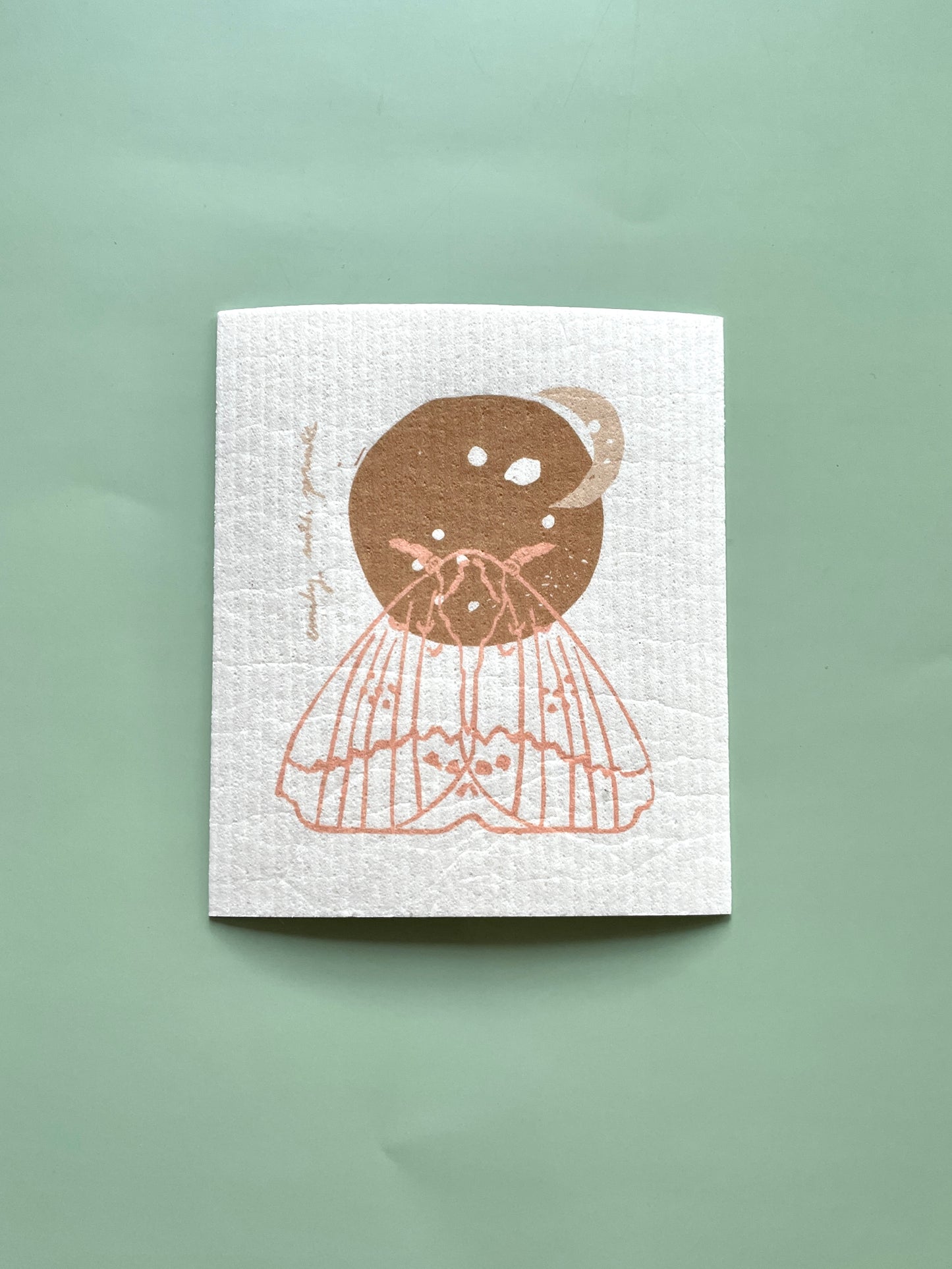 Pink Moth Swedish Dish Cloth - Emily Ruth Prints