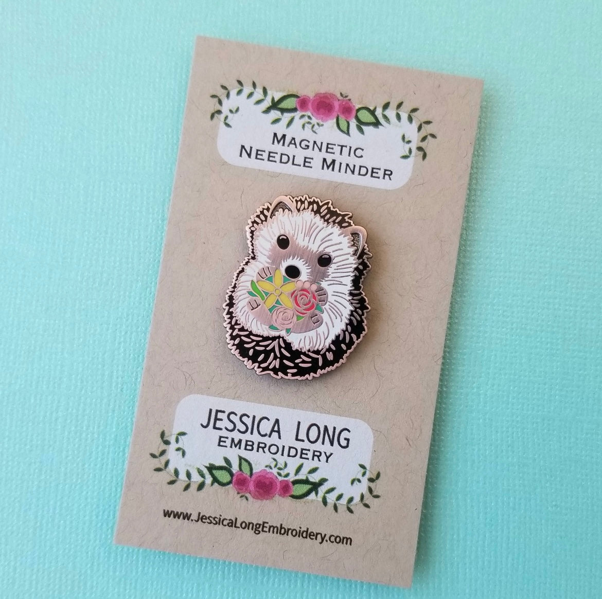Hedgehog Enamel Needle Minder Magnet