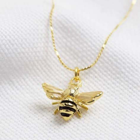 Friend of the Bees Enamel and Gold Necklace