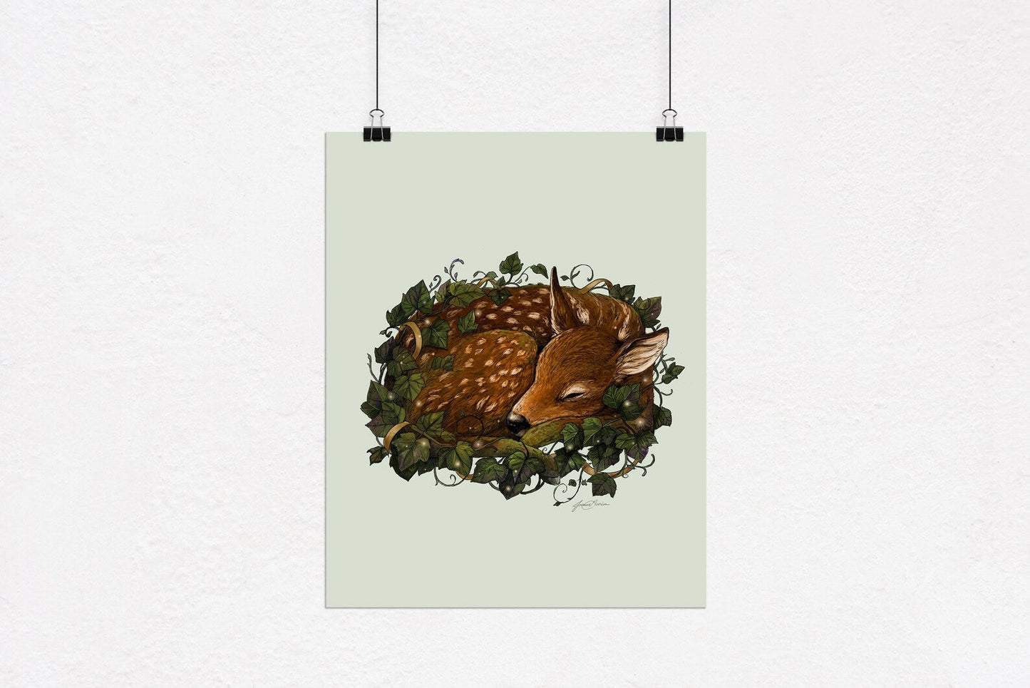 "Springtime Slumber" Sleeping Fawn Print - Joanna Garcia Art