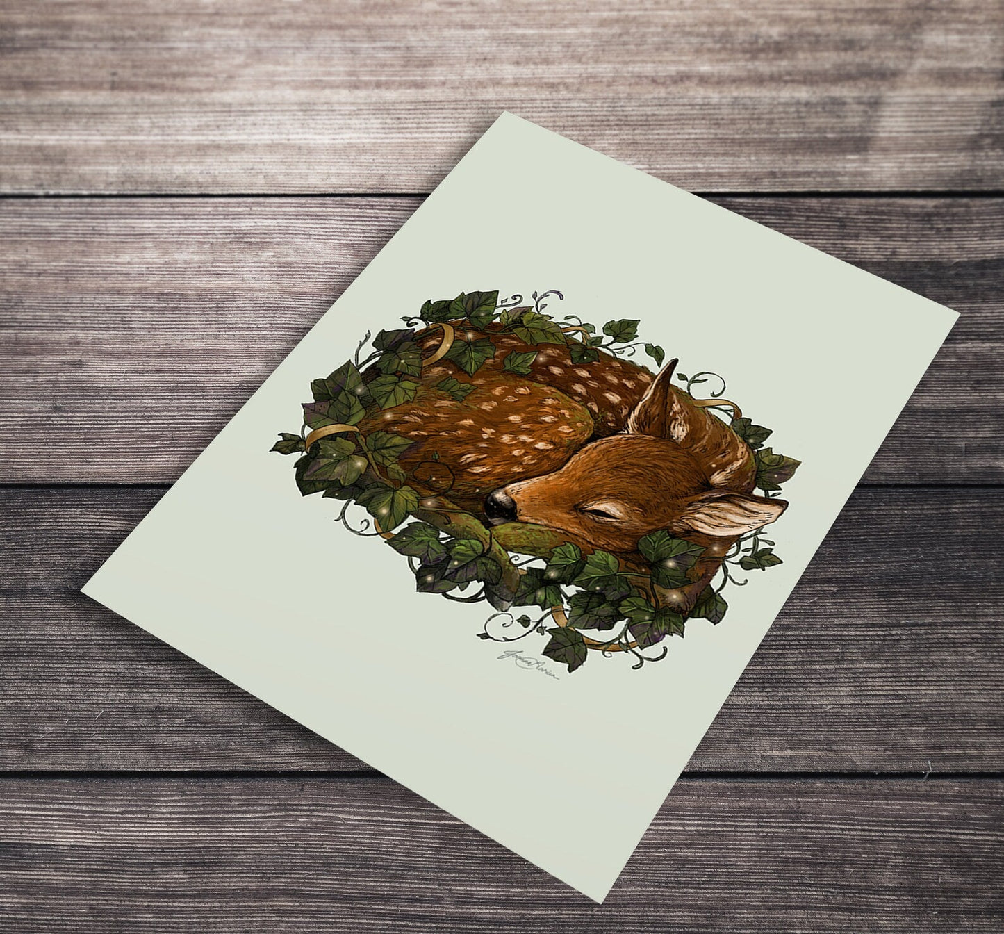 "Springtime Slumber" Sleeping Fawn Print - Joanna Garcia Art