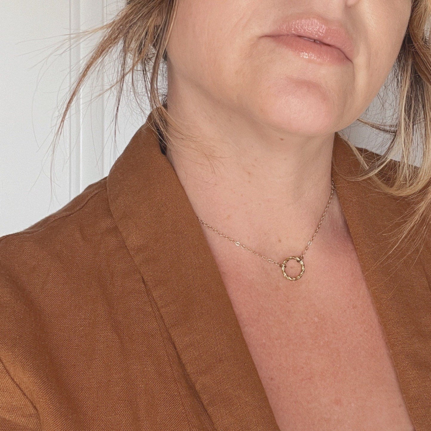 Twisted Circle Charm Brass Necklace - Free Range & Feral