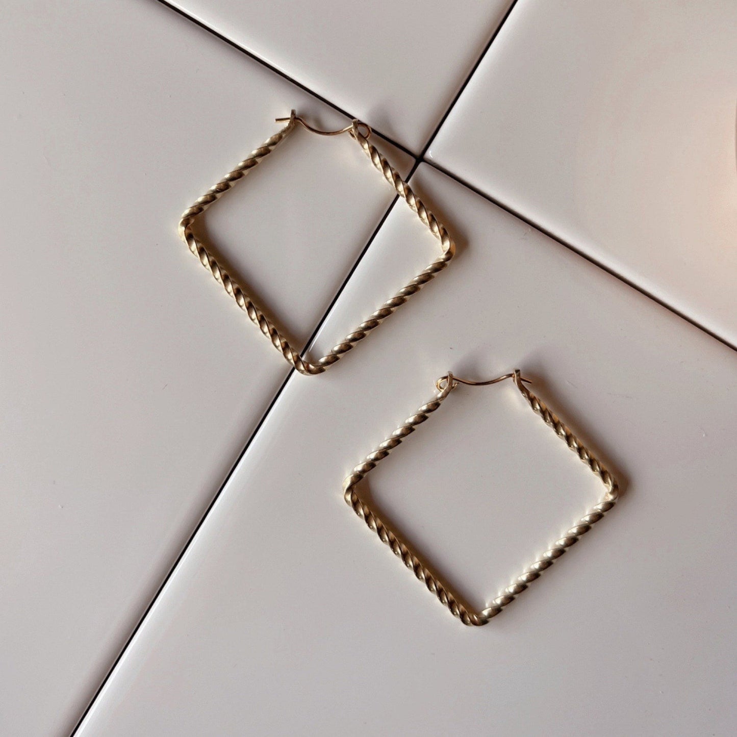 Twisted Square Hoop Earrings - Free Range & Feral