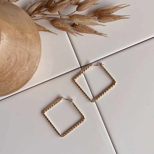 Twisted Square Hoop Earrings - Free Range & Feral