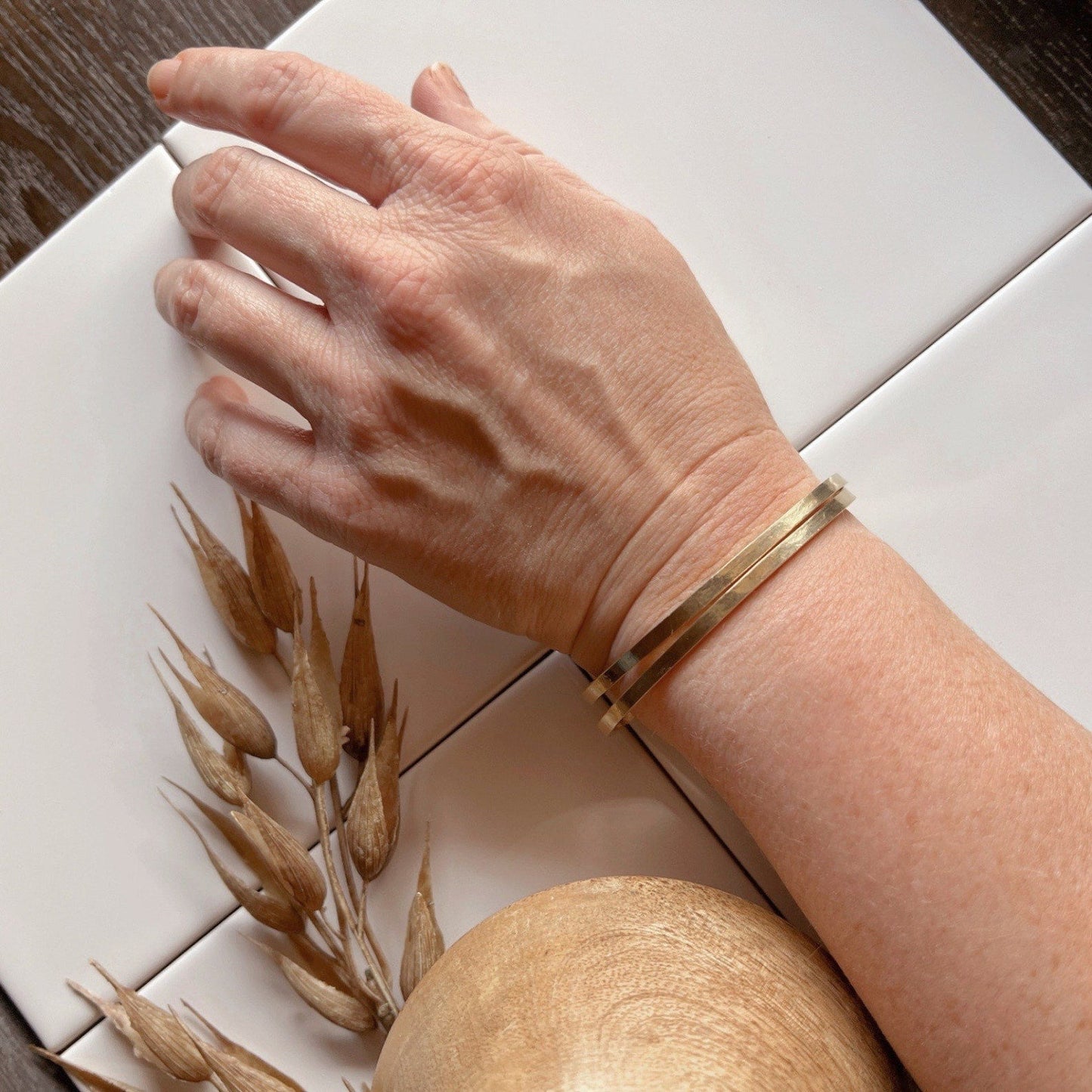 Minimal Square Brass Cuff - Free Range & Feral