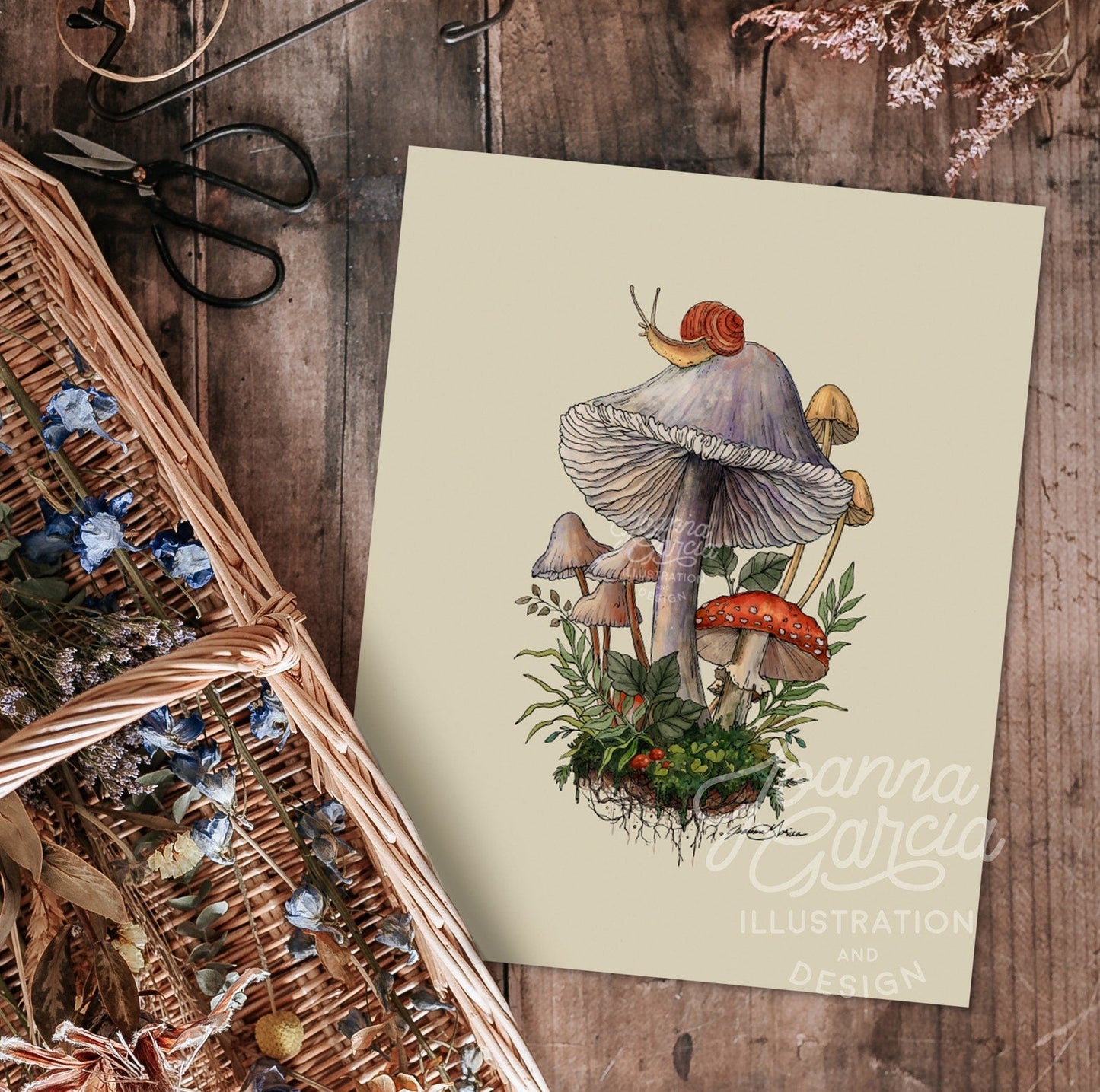 "Shrooms & Blooms" Mushrooms & Florals Art Print - Joanna Garcia Art
