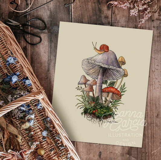 "Shrooms & Blooms" Mushrooms & Florals Art Print - Joanna Garcia Art