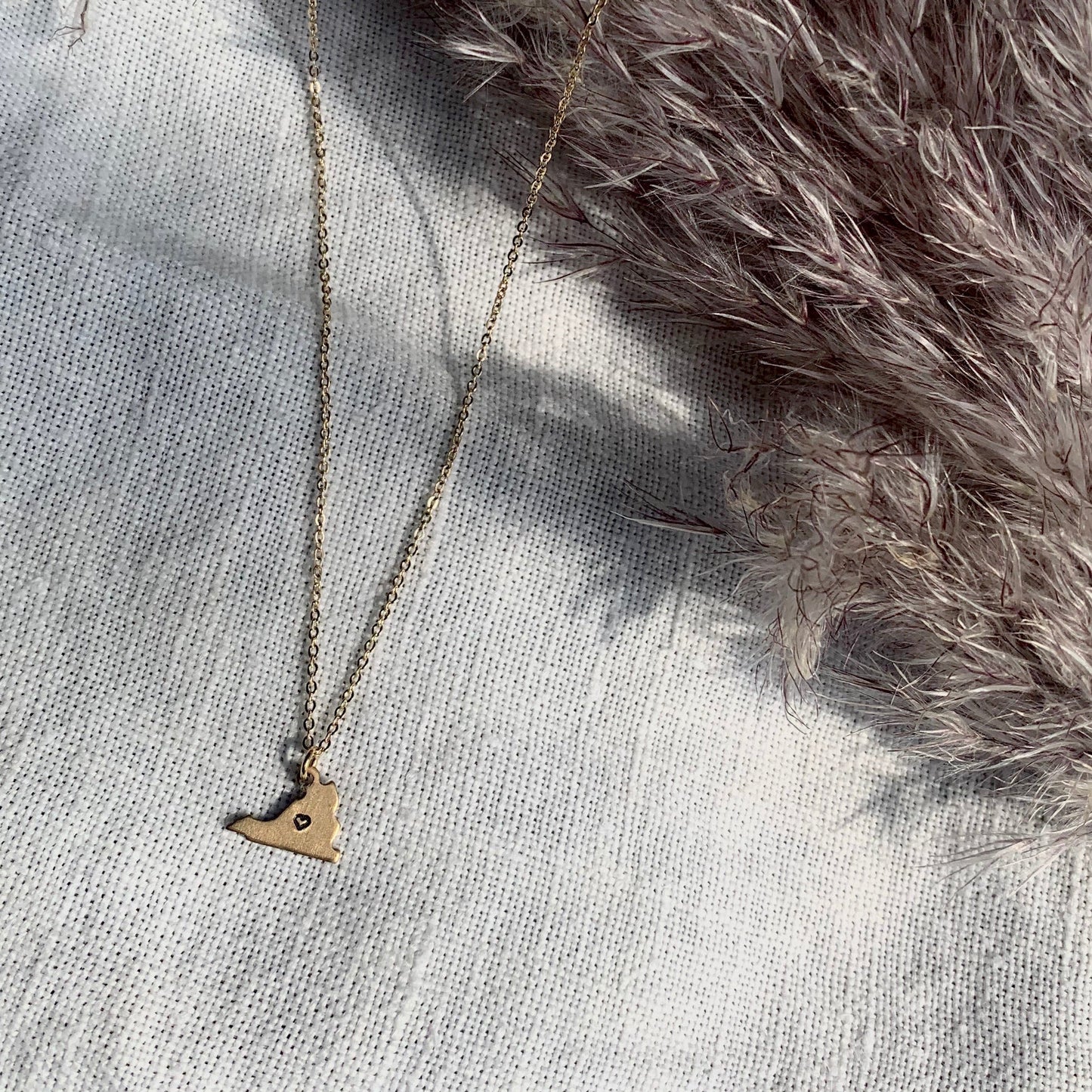 Home is Where the Heart Is Stamped Virginia Necklace