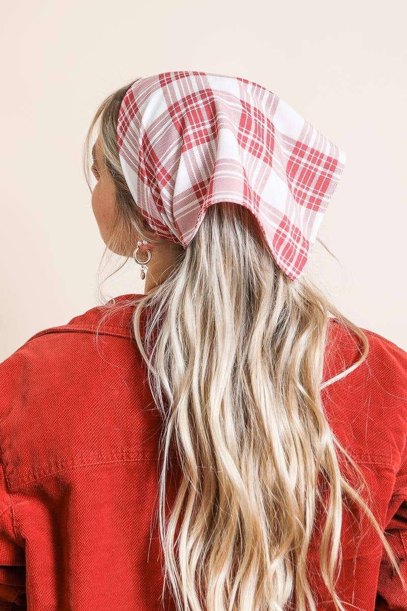 Plaid Triangle Head Scarf