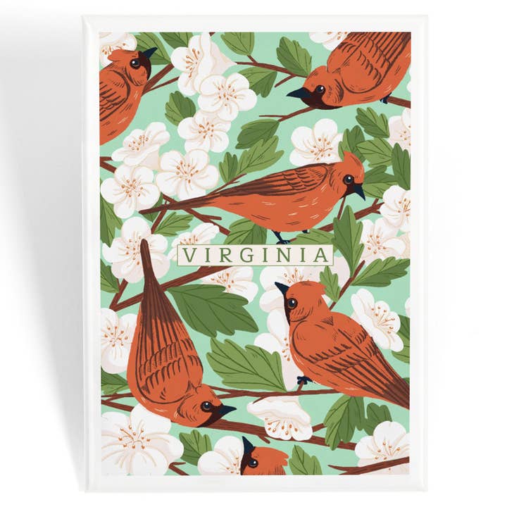 Virginia Hawthorn & Cardinal Magnet