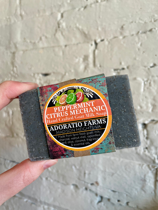 Peppermint Citrus Mechanic Goat Milk Soap - Adoratio Farms