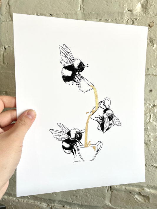 Golden Tea Bees Art Print - Joanna Garcia Art