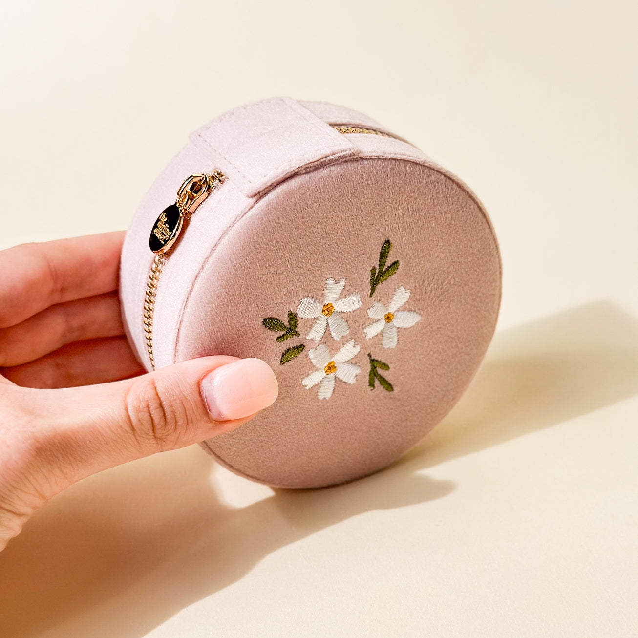 Floral Velvet Jewelry Case - Blush