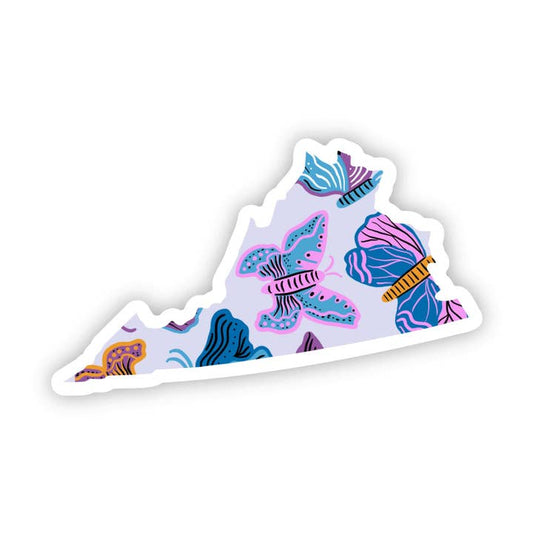 Purple Butterfly Virginia Outline Sticker