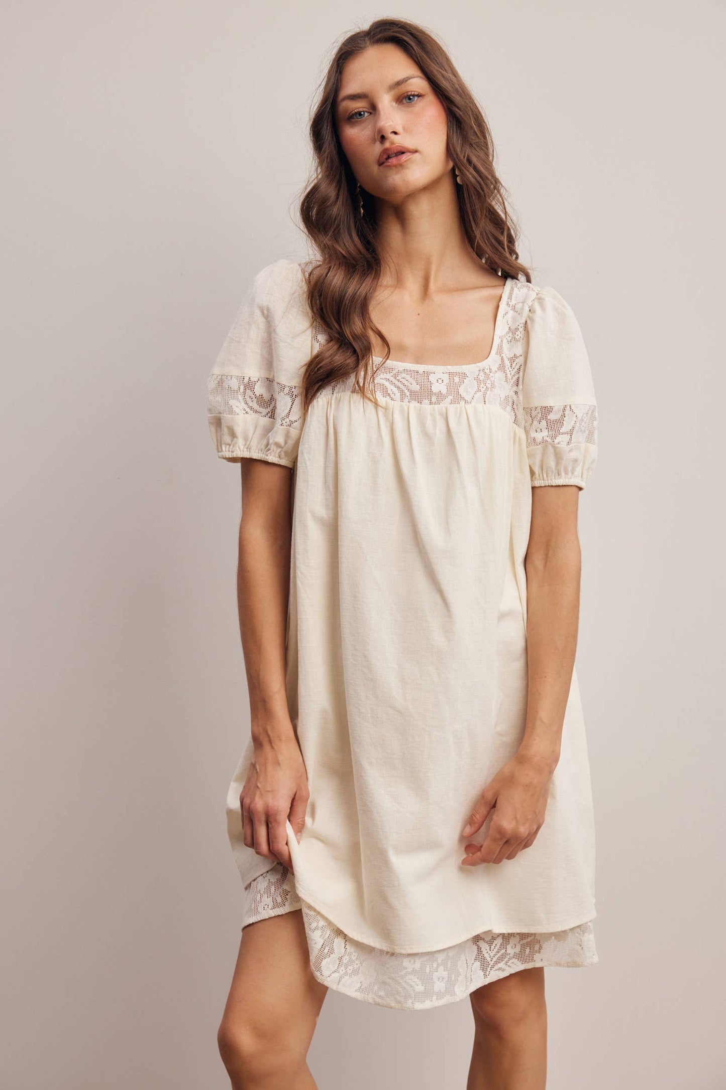 Lisa Lace Puff Sleeve Mini Dress