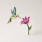 Hummingbird & Pink Lily Flower Pin Set