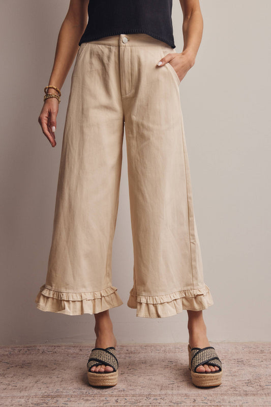 Willow Ruffle Hem Wide-Leg Pants