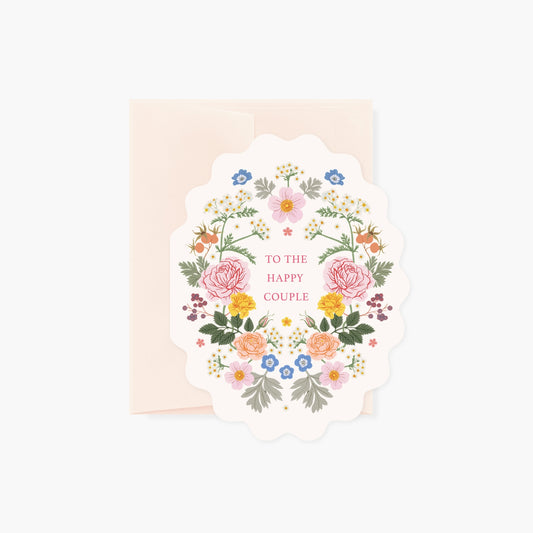 Happy Couple Floral Garland Card