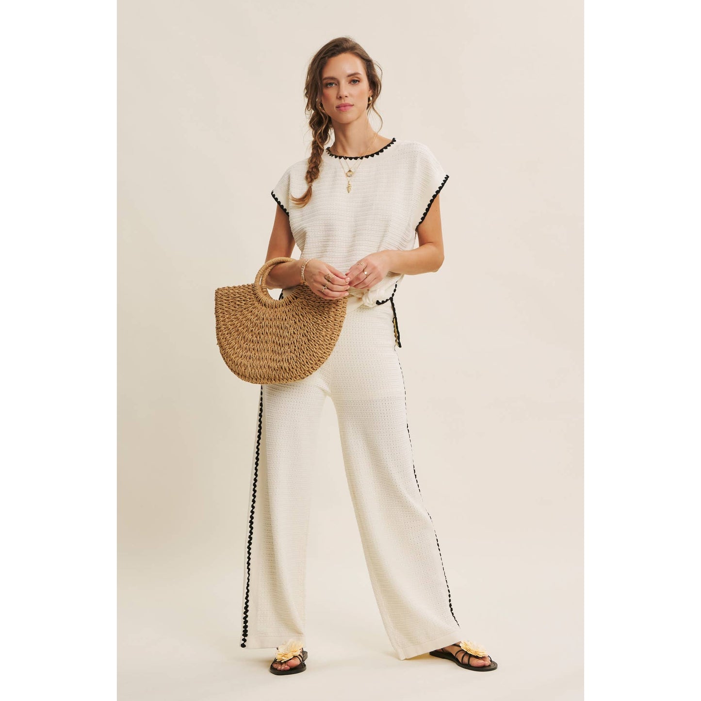 White Mocha Contrast Top