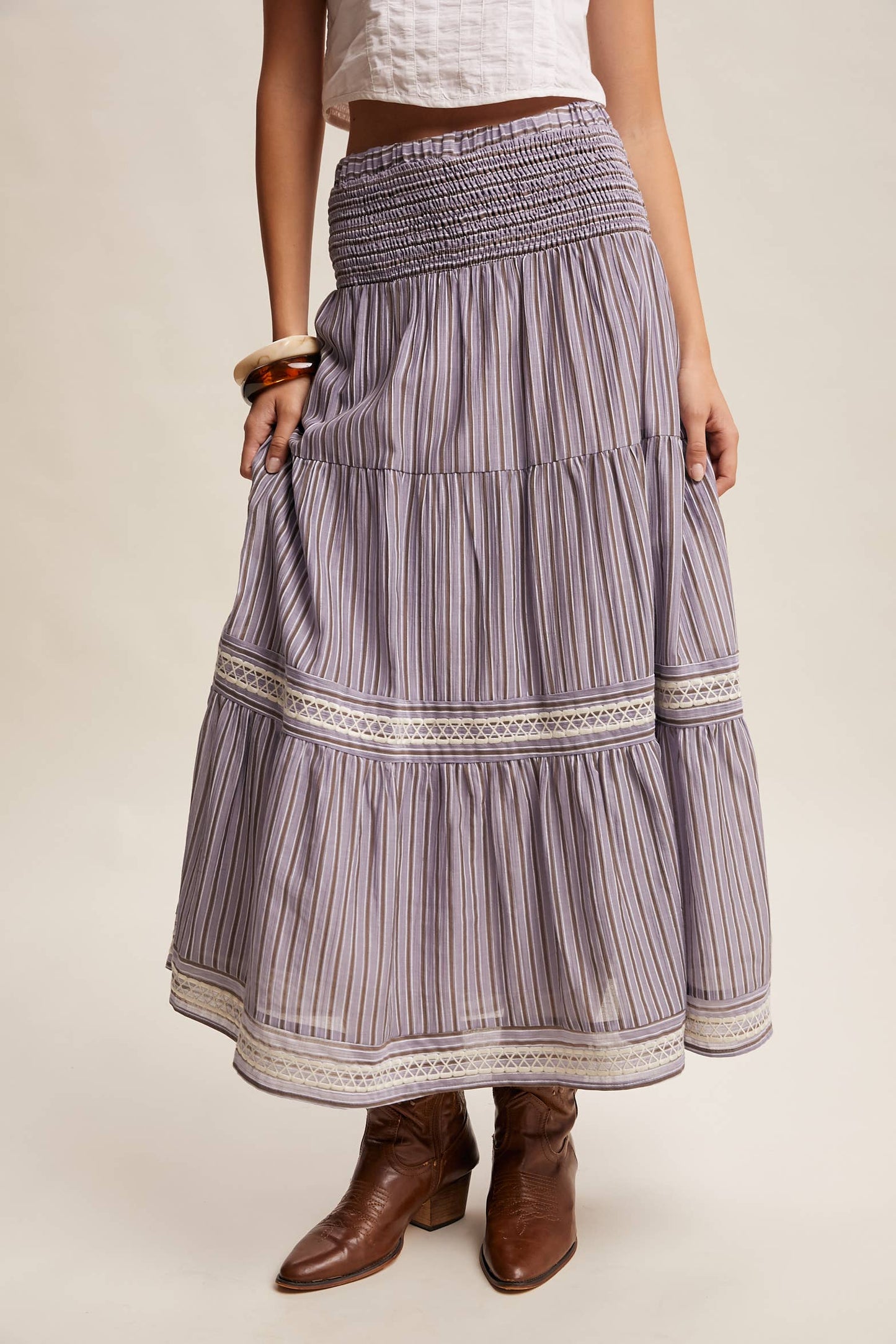 Townhomes Striped Smocked Maxi Skirt