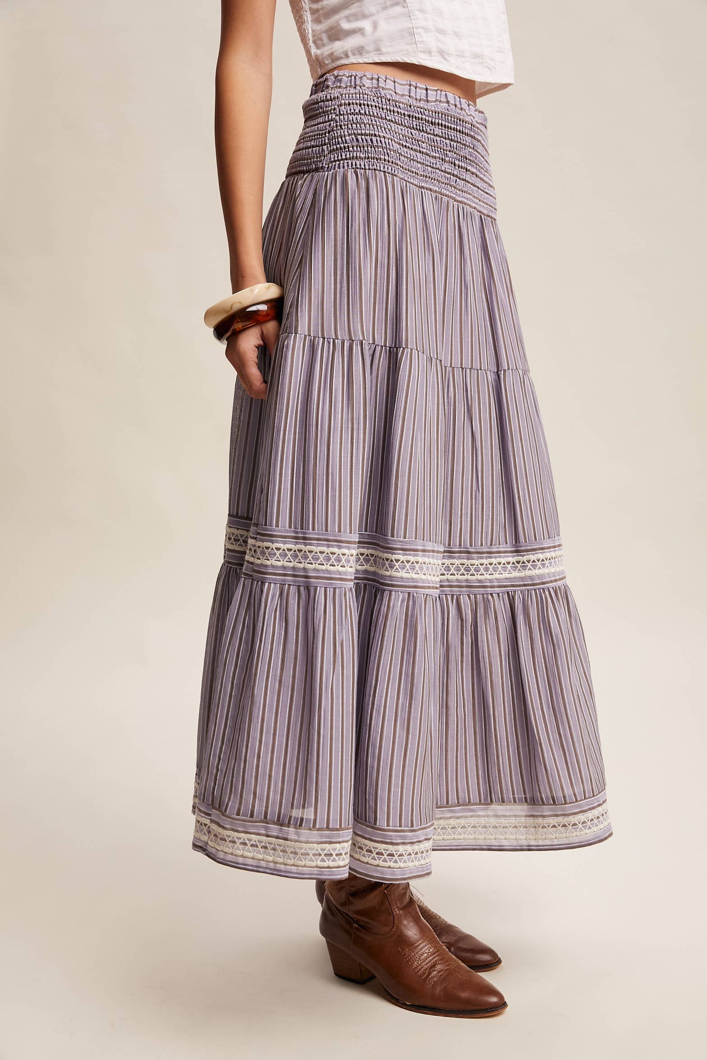 Townhomes Striped Smocked Maxi Skirt