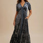 Embossed Velvet Button Down Maxi Dress