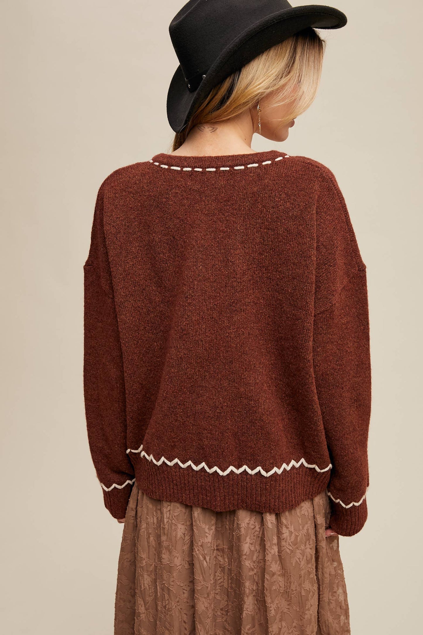 Coastal Cowboy Embroidered Knit Sweater