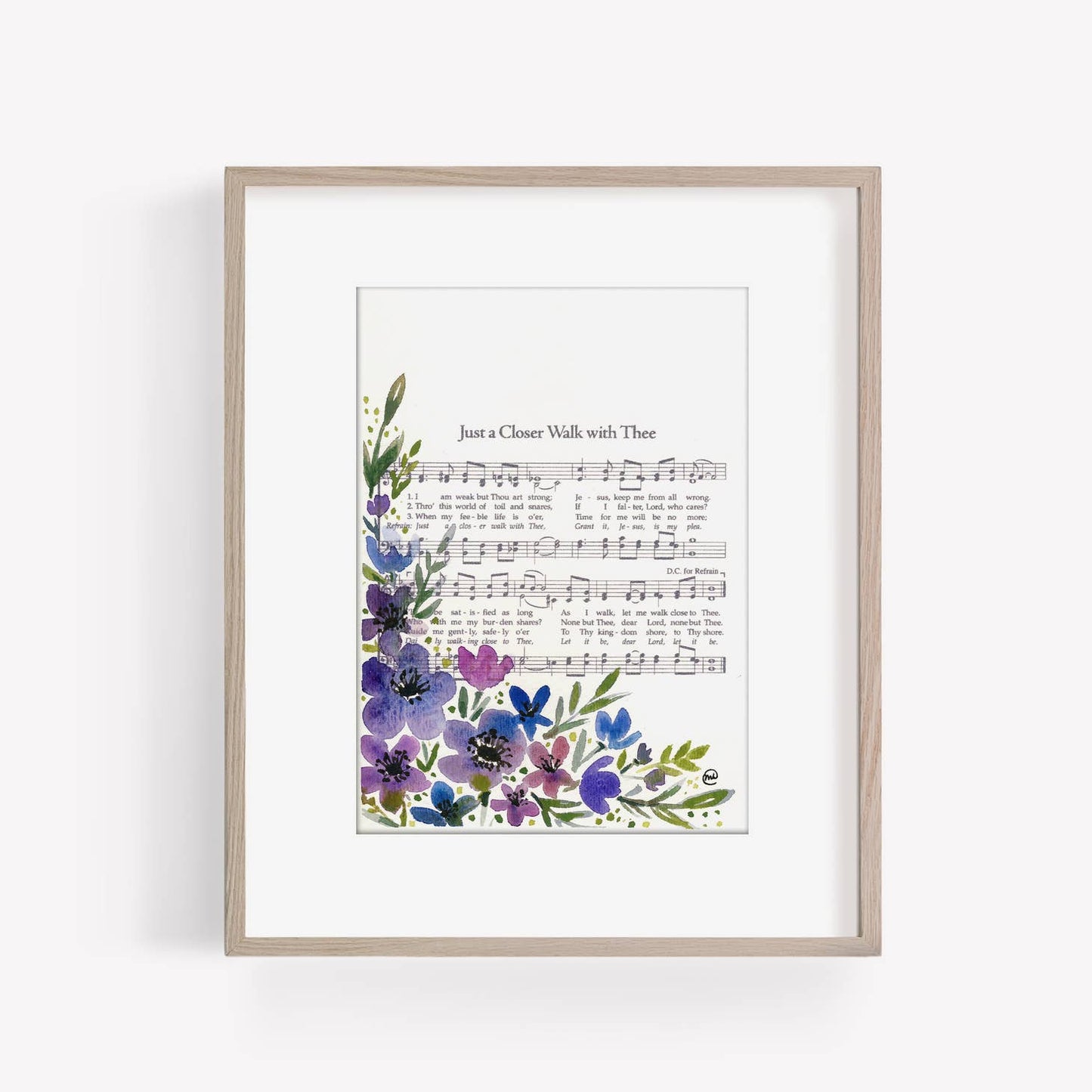 "Just a Closer Walk with Thee" Floral Hymn Print - Marydean Draws