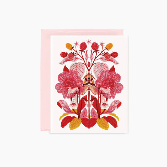 Red Moth & Flora All-Occasion Greeting Card