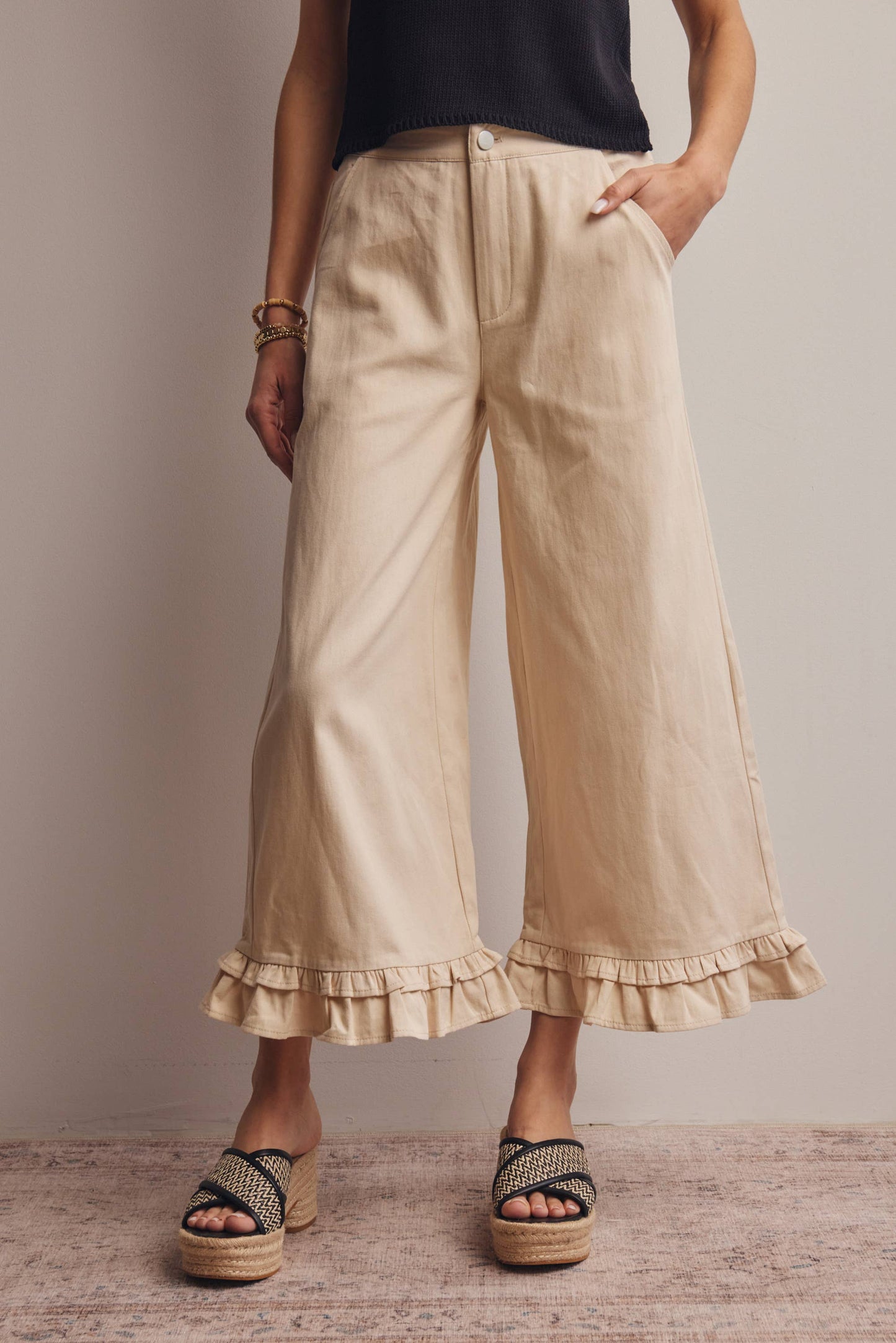 Willow Ruffle Hem Wide-Leg Pants