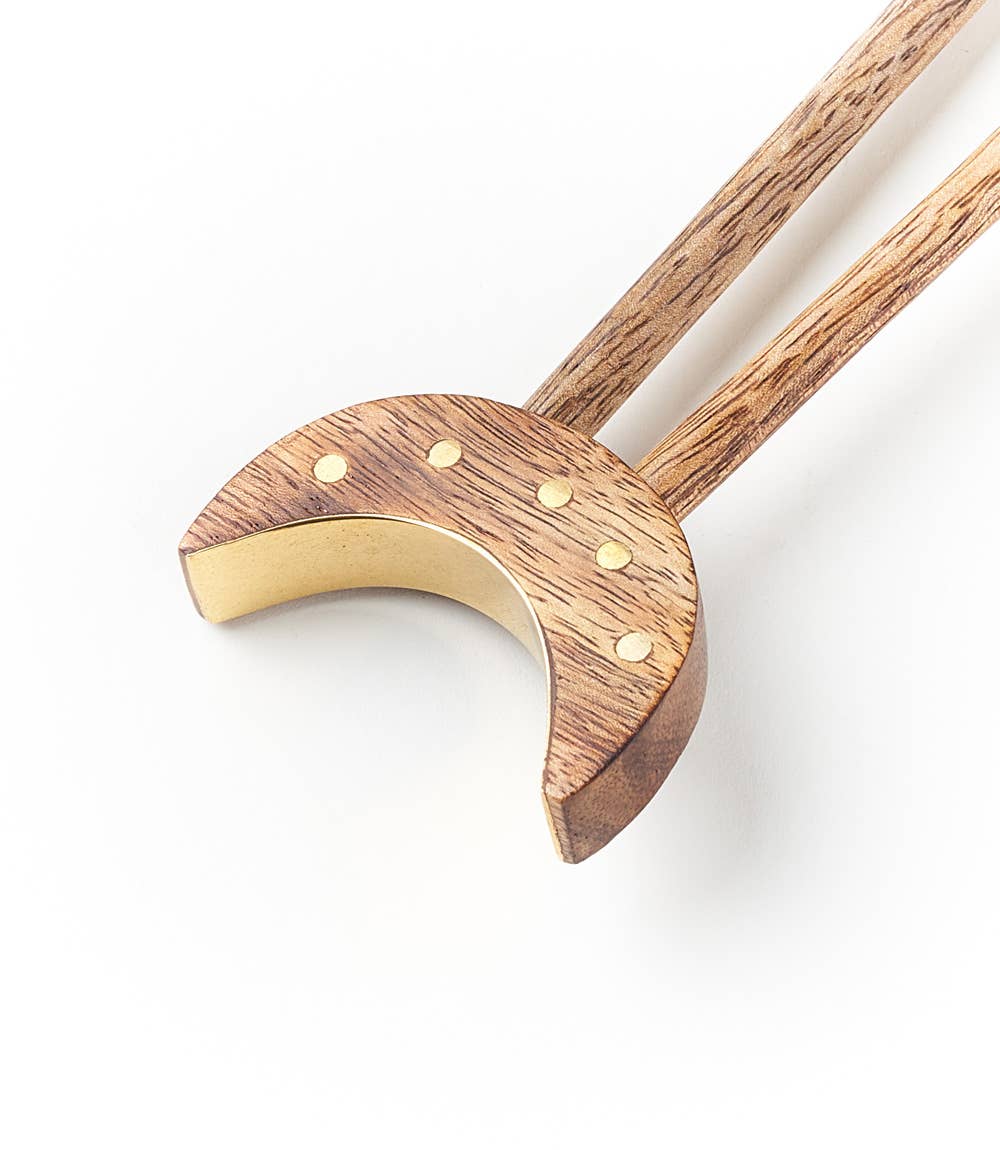 Crescent Moon Wood Hair Pin