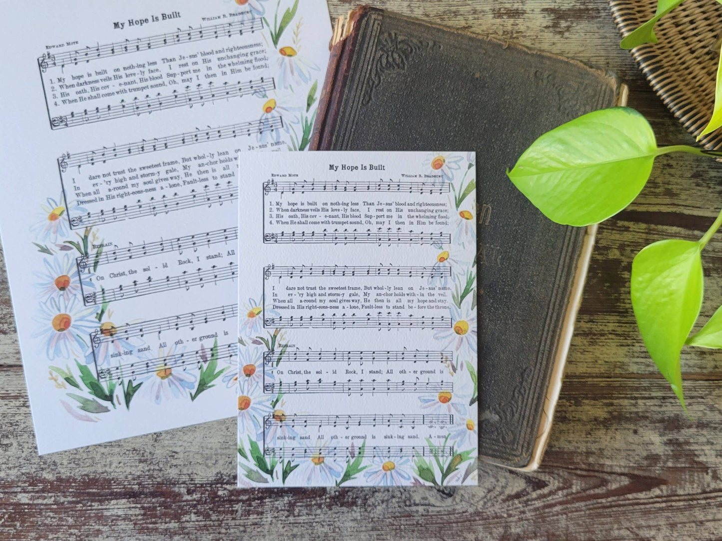 “My Hope is Built” Daisies Watercolor Hymn Print