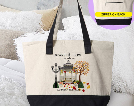 Star Hollow  -  Fall Gilmore Inspired Canvas Zipper Tote