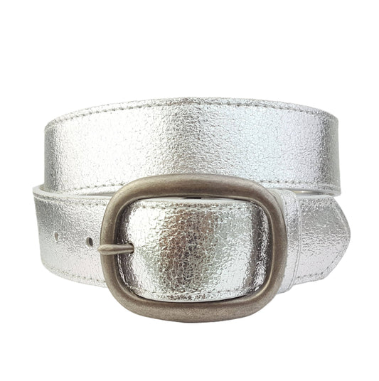 Silver Foil Genuine Leather Belt