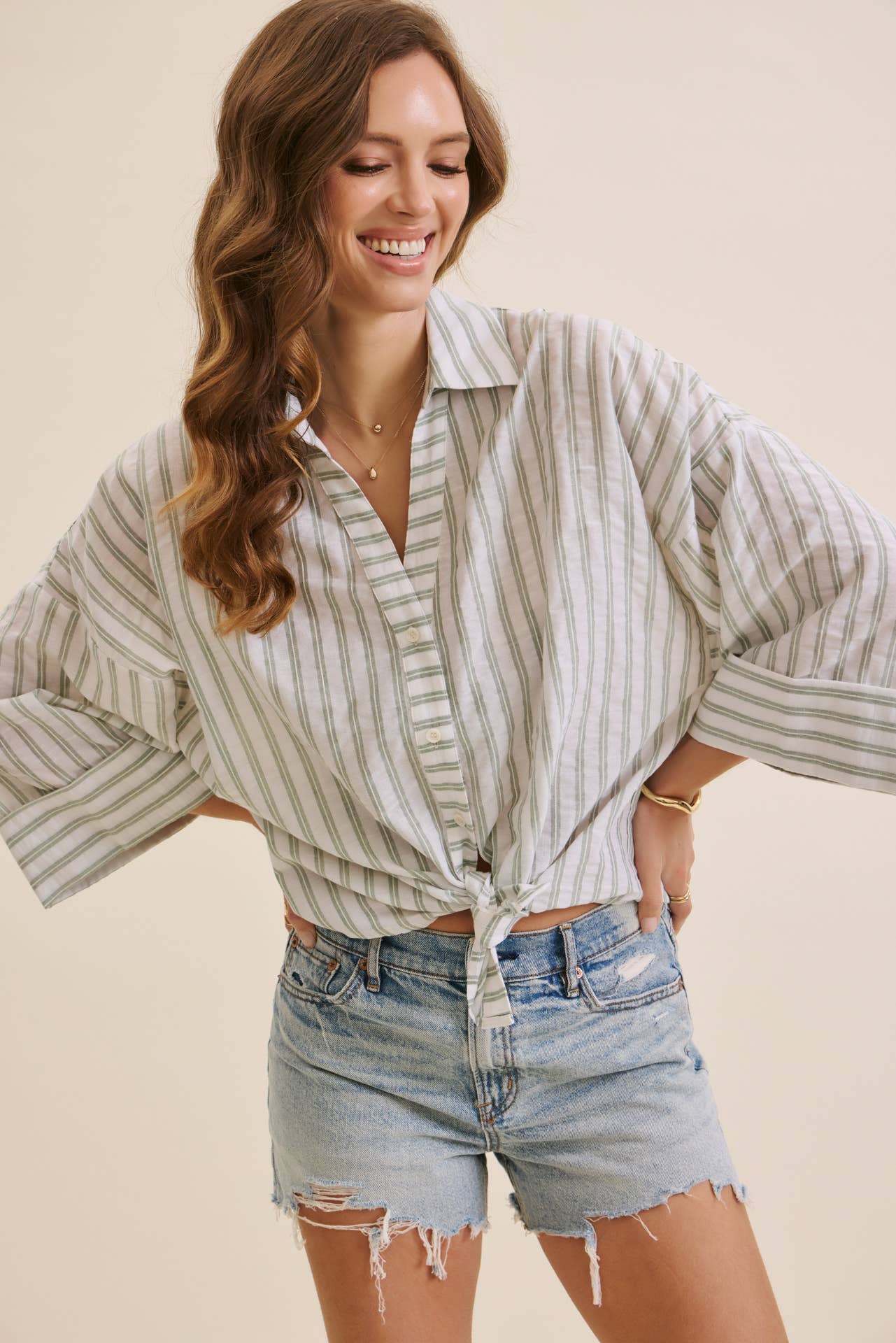 Coastal Comfort Striped Button-down