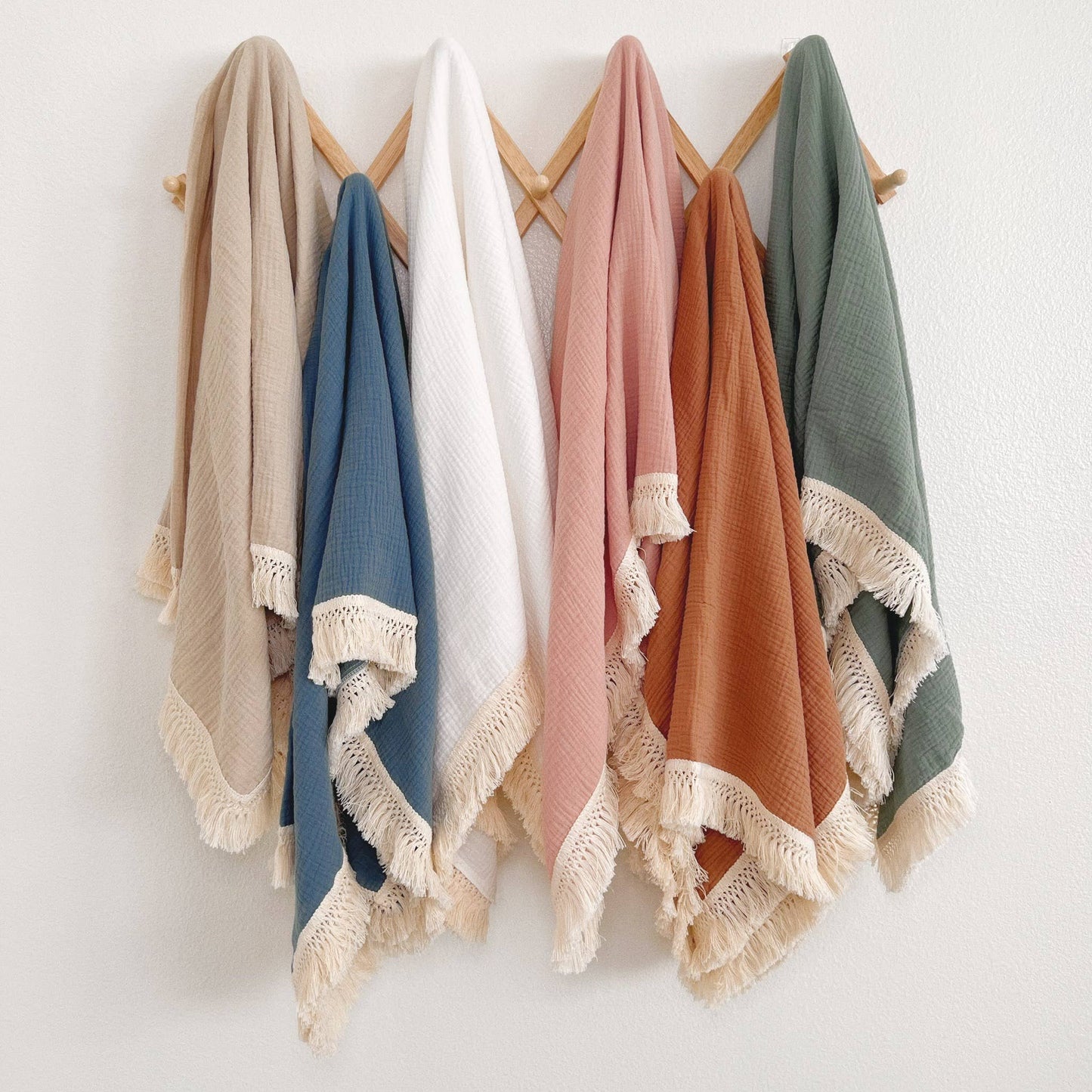 Rust 100% Cotton Fringe Baby Blanket