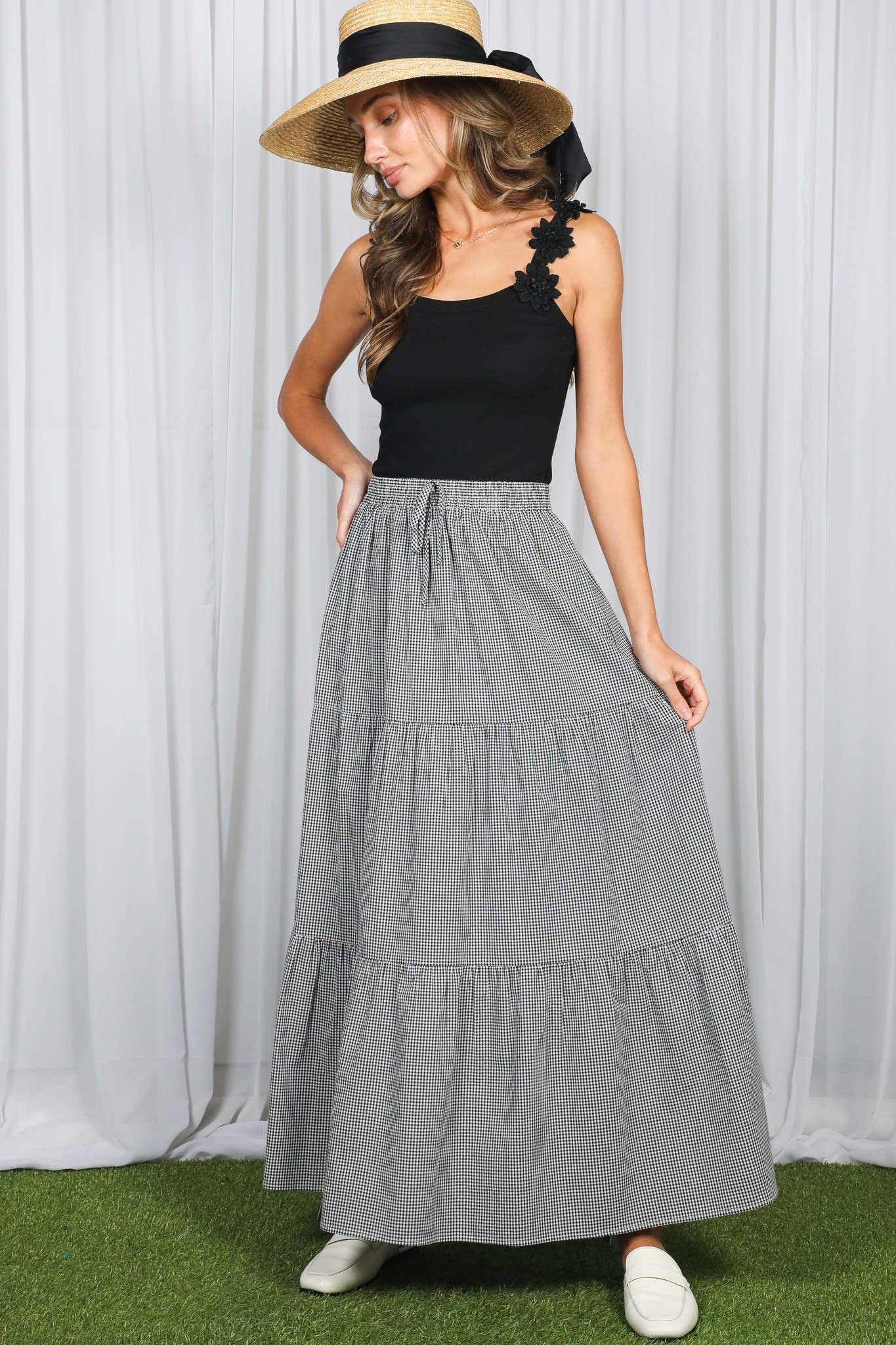 Gatherings Cotton Gingham Maxi Skirt