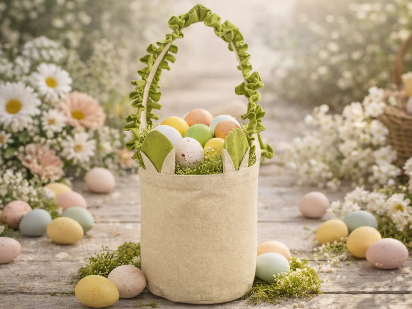 Canvas Ruffle Easter Basket