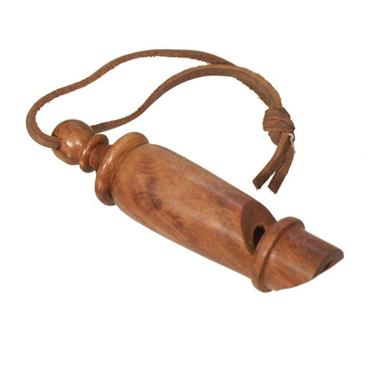 Wooden Whistle with Leather Strap