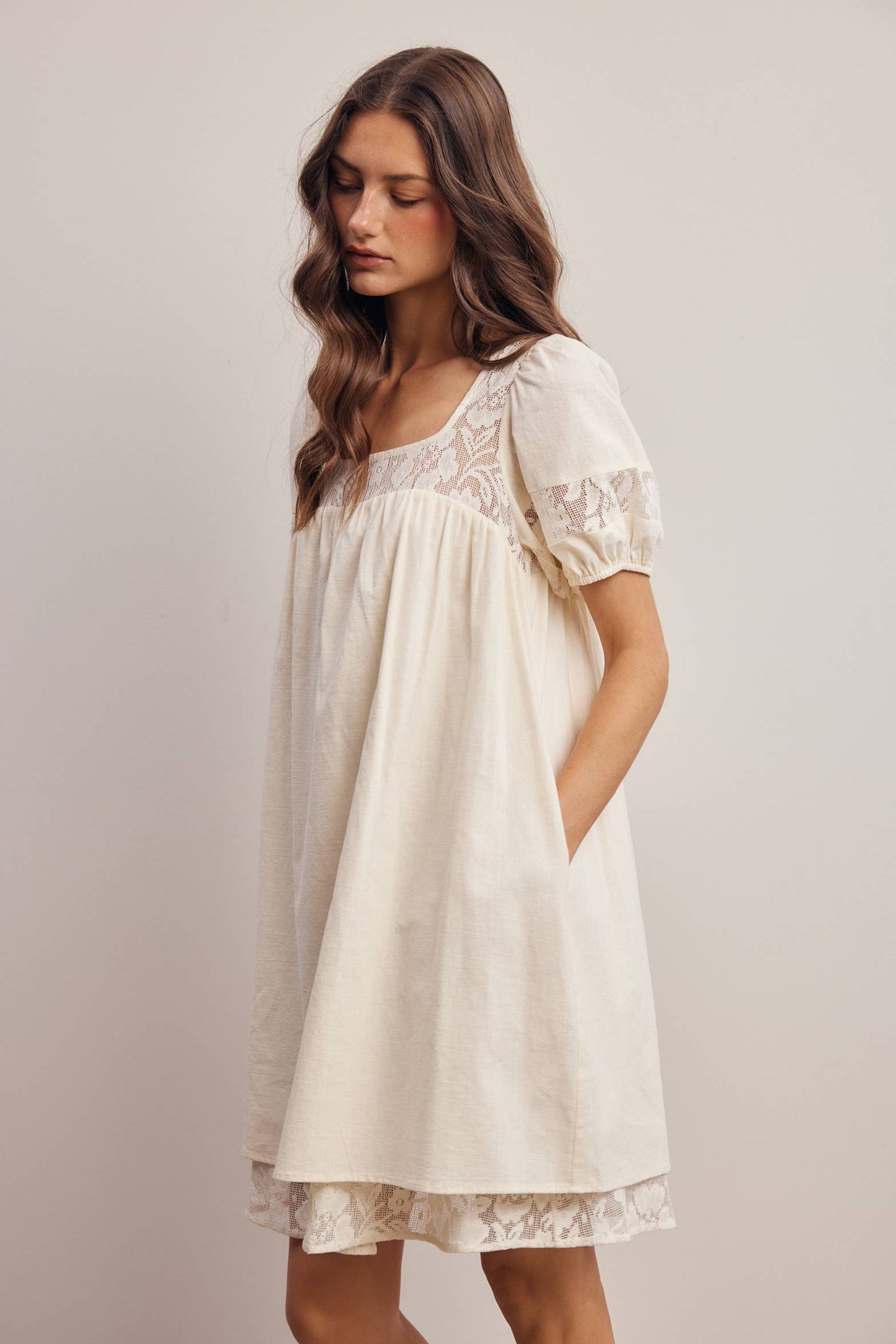 Lisa Lace Puff Sleeve Mini Dress