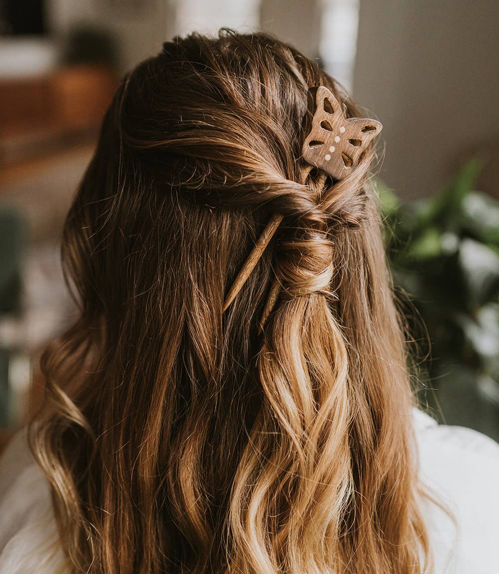 Hiranya Butterfly Wood Hair Pin