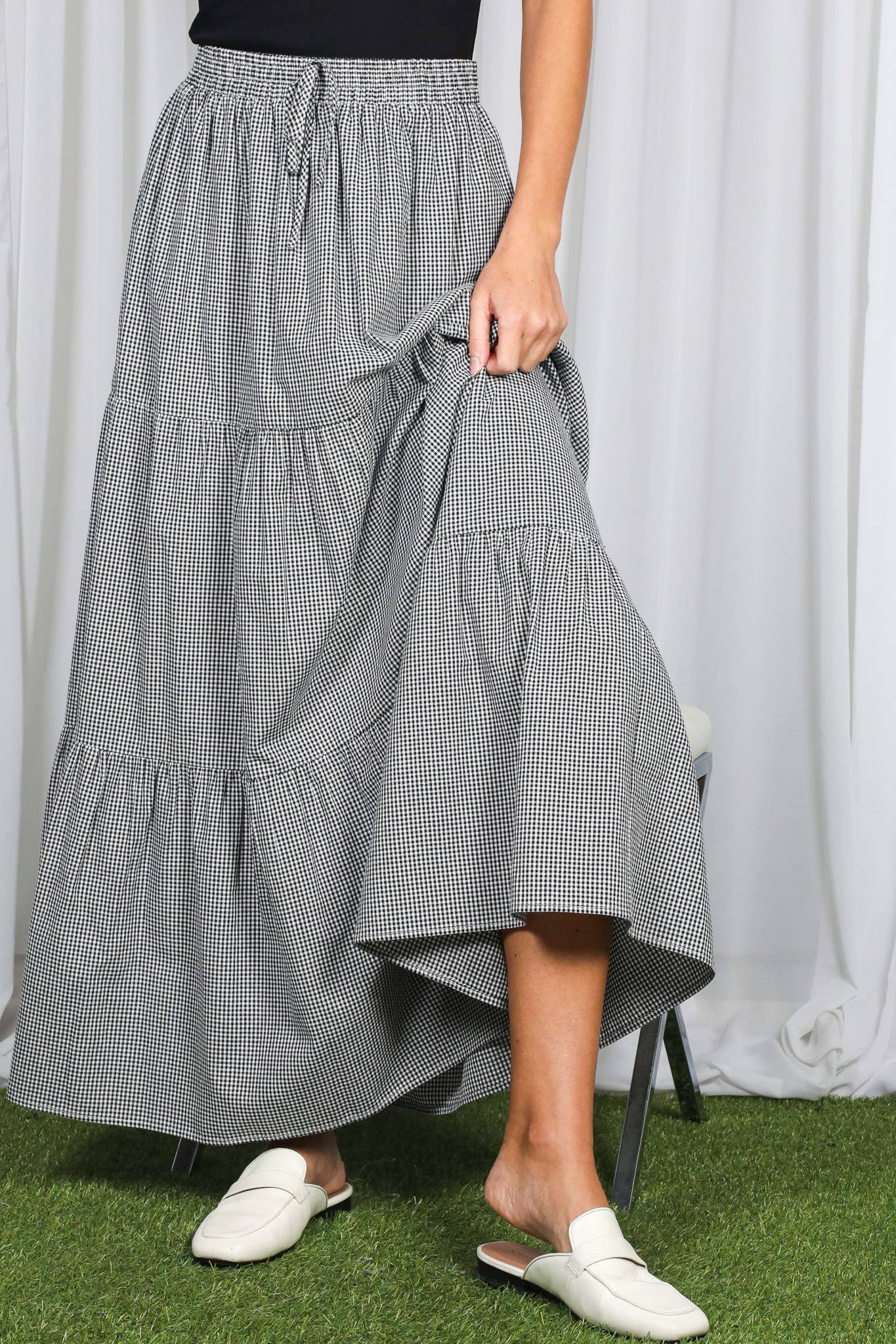 Gatherings Cotton Gingham Maxi Skirt
