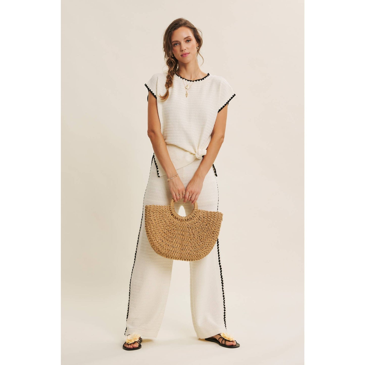 White Mocha Contrast Top
