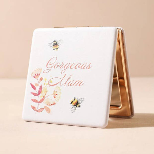 "Gorgeous Mum" Bees & Flowers Compact Mirror