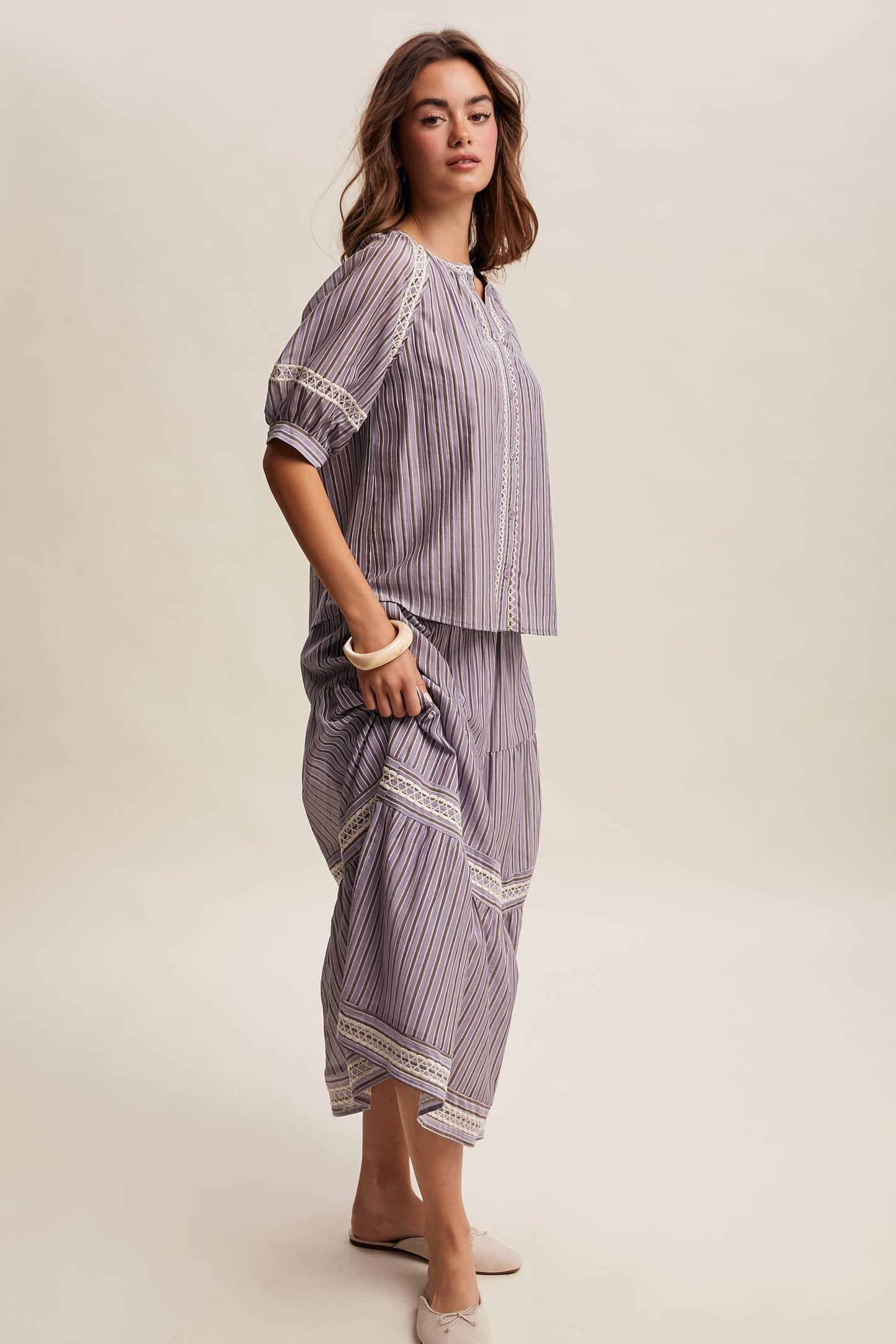 Townhomes Striped Smocked Maxi Skirt