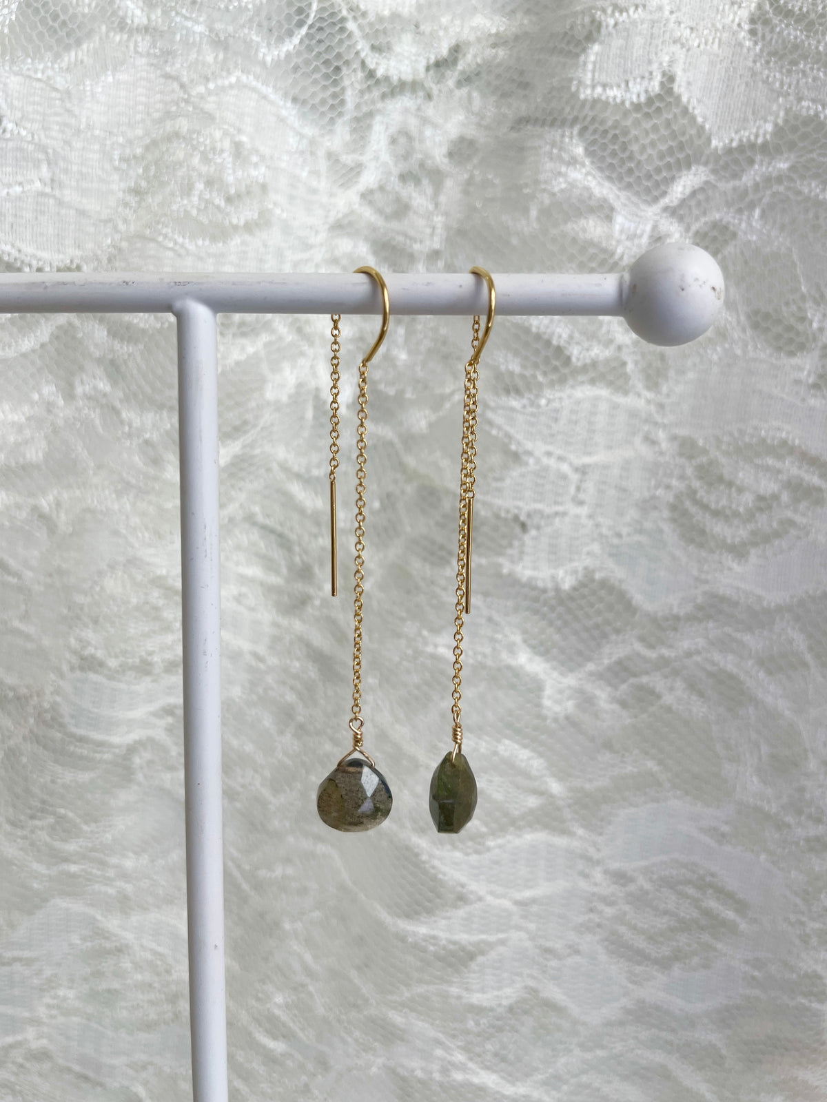 Touch of Earth Stone Threader Earrings