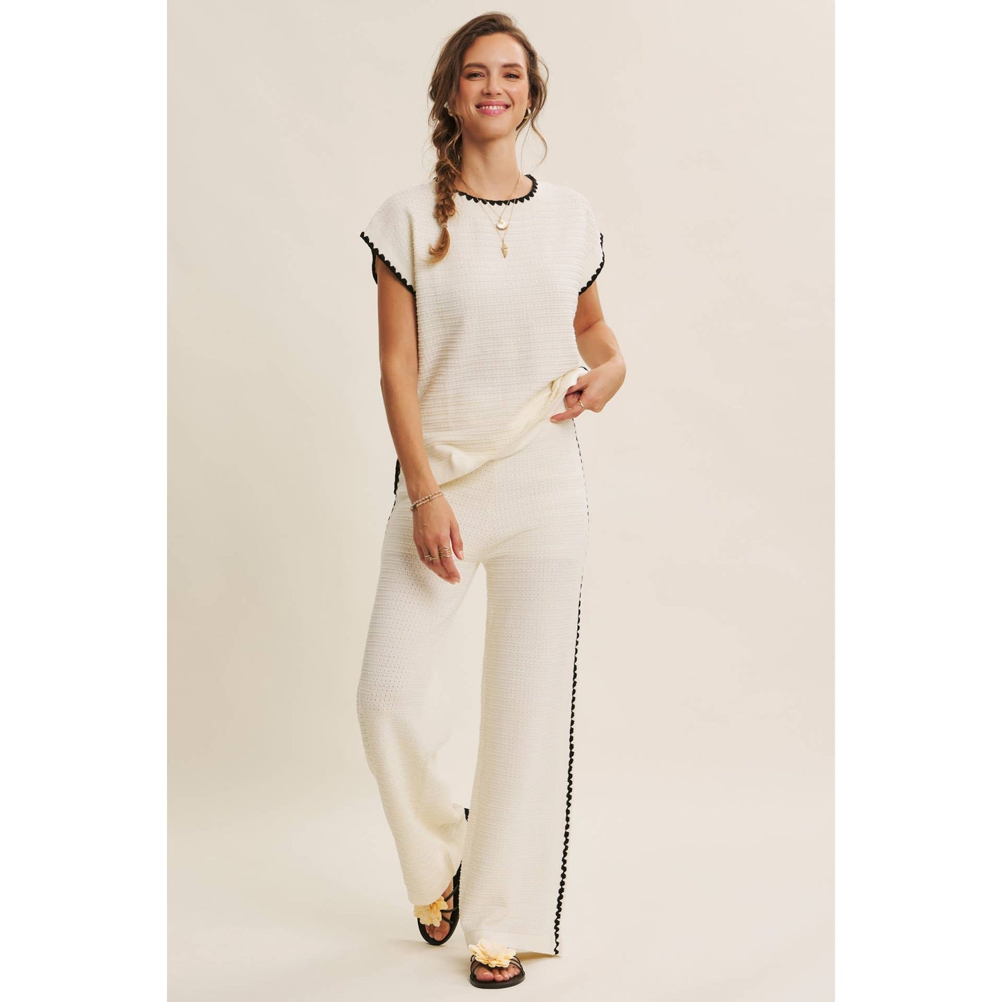 White Mocha Contrast Top