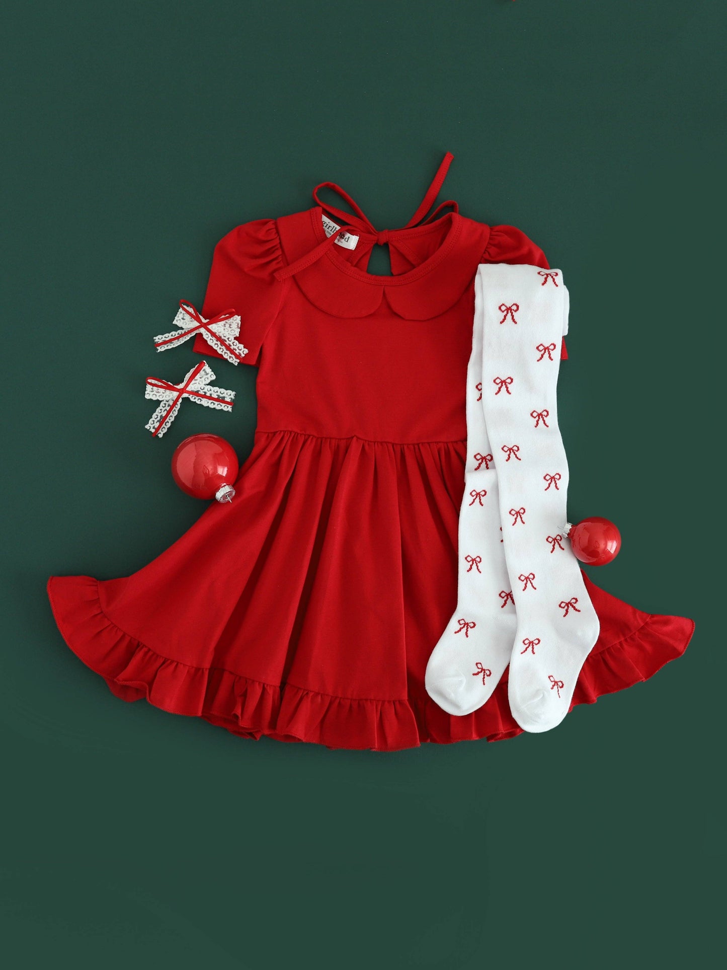 Red Ribbon Knit Tights